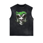 Sleeveless Washed Street Style Graphic T Shirt-INNBLAC Fashion Apparel