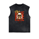 Sleeveless Washed Street Style Graphic T Shirt-INNBLAC Fashion Apparel