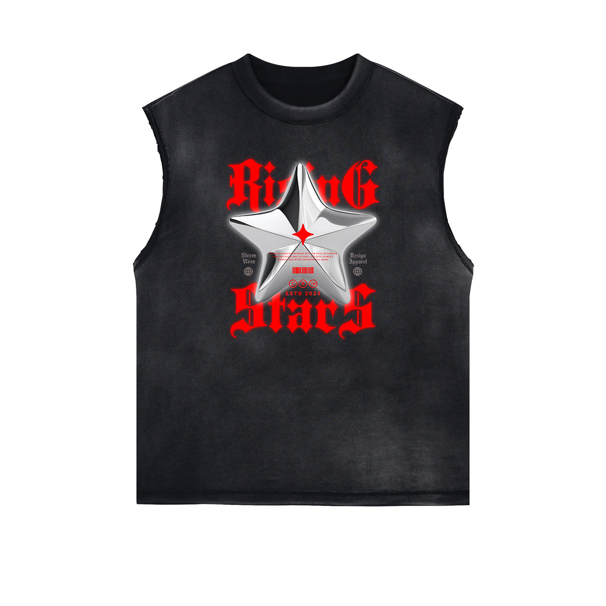 Sleeveless Washed Street Style Graphic T Shirt-INNBLAC Fashion Apparel