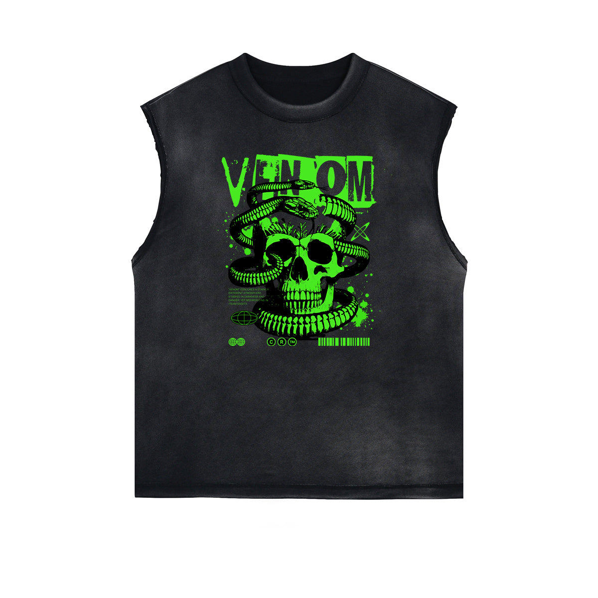 Sleeveless Washed Street Style Graphic T Shirt-INNBLAC Fashion Apparel