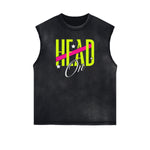 Sleeveless Washed Street Style Graphic T Shirt-INNBLAC Fashion Apparel