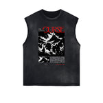Sleeveless Streetwear Graphic Thick T Shirt-INNBLAC Fashion Apparel