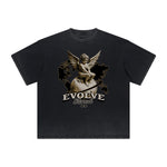 Heavyweight Washed Thick Cupid Pattern Tee-INNBLAC Fashion Apparel