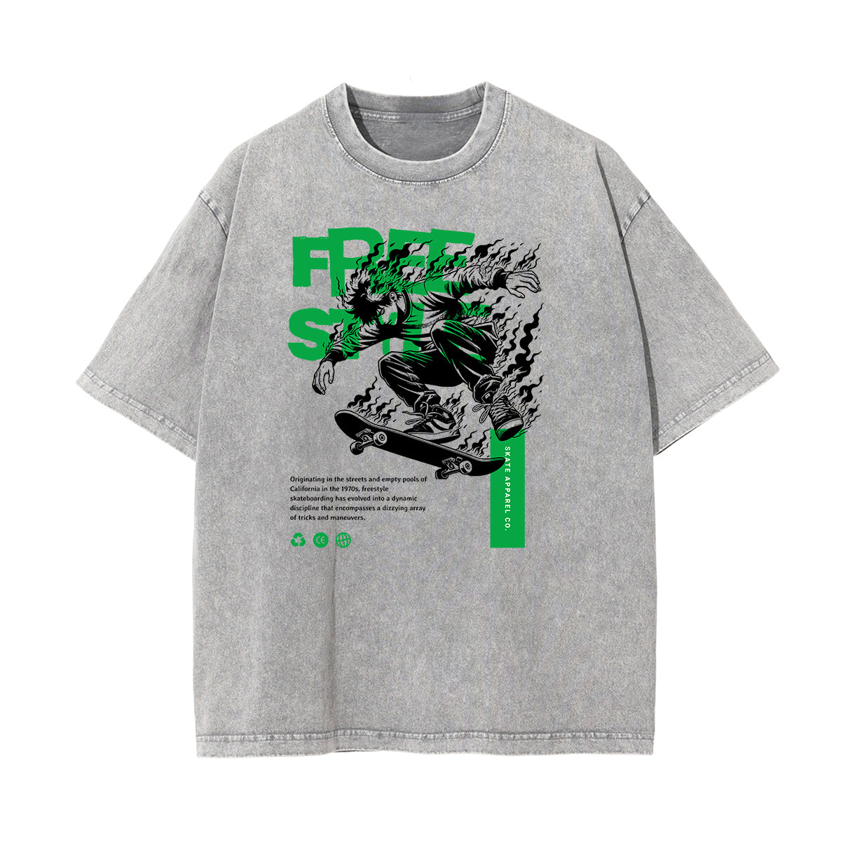 Washed Thick Anime Pattern Tee-INNBLAC Fashion Apparel