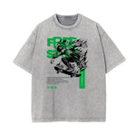 Washed Thick Anime Pattern Tee-INNBLAC Fashion Apparel
