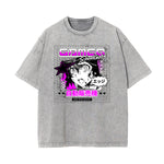 Washed Thick Anime Pattern Tee-INNBLAC Fashion Apparel