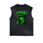 Sleeveless Y2K Anime Streetwear Graphic Tee-INNBLAC Fashion Apparel