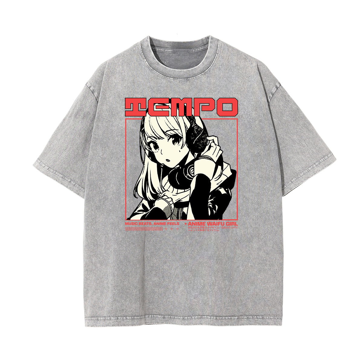 Washed Faded Anime Character Print Tee-INNBLAC Fashion Apparel