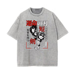 Washed Faded Anime Character Print Tee-INNBLAC Fashion Apparel