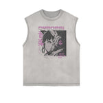 Sleeveless Manga Style Graphic Tee-INNBLAC Fashion Apparel