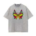 Faded Thick Butterfly Pattern T Shirt-INNBLAC Fashion Apparel