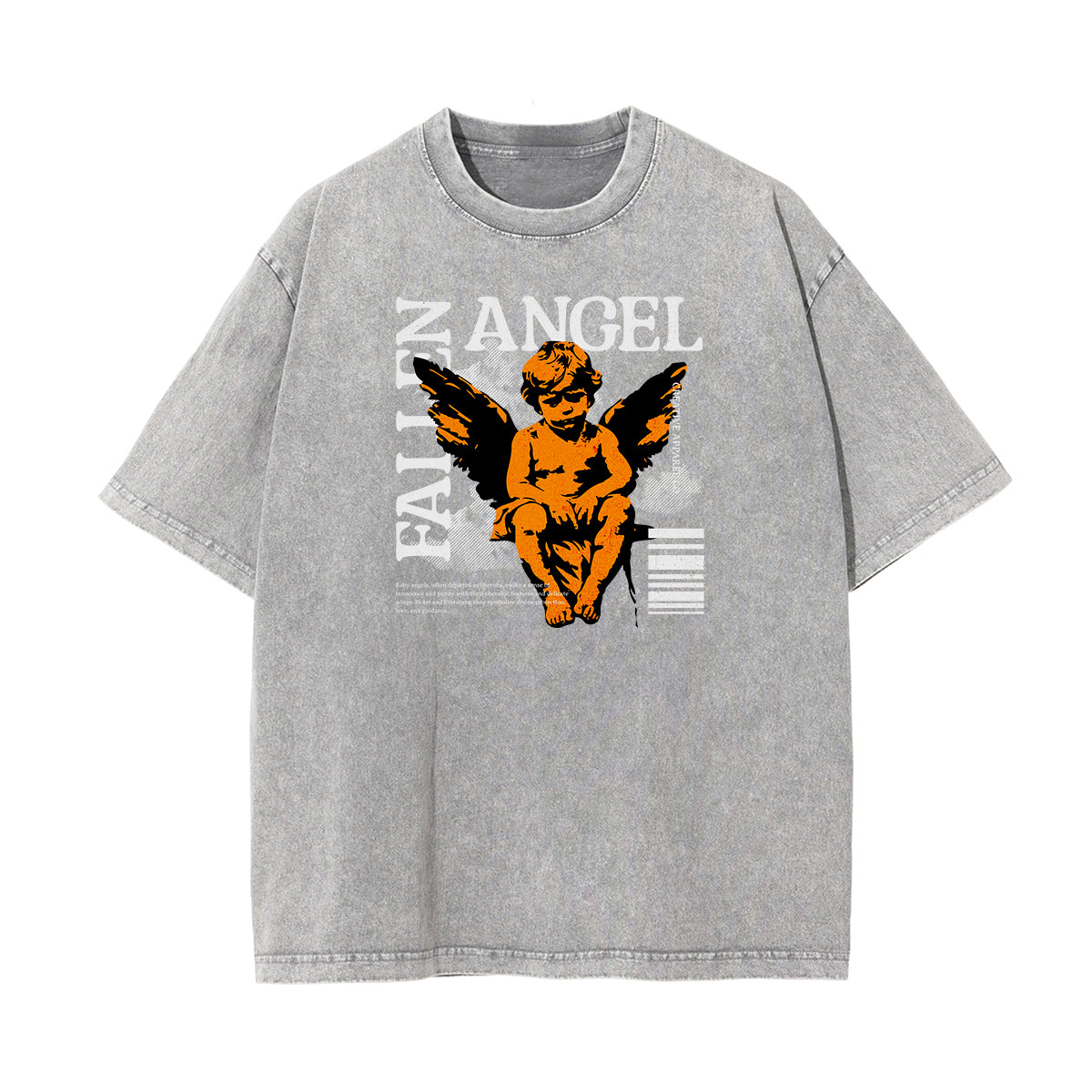 Faded Celestial & Angel Pattern Tee-INNBLAC Fashion Apparel