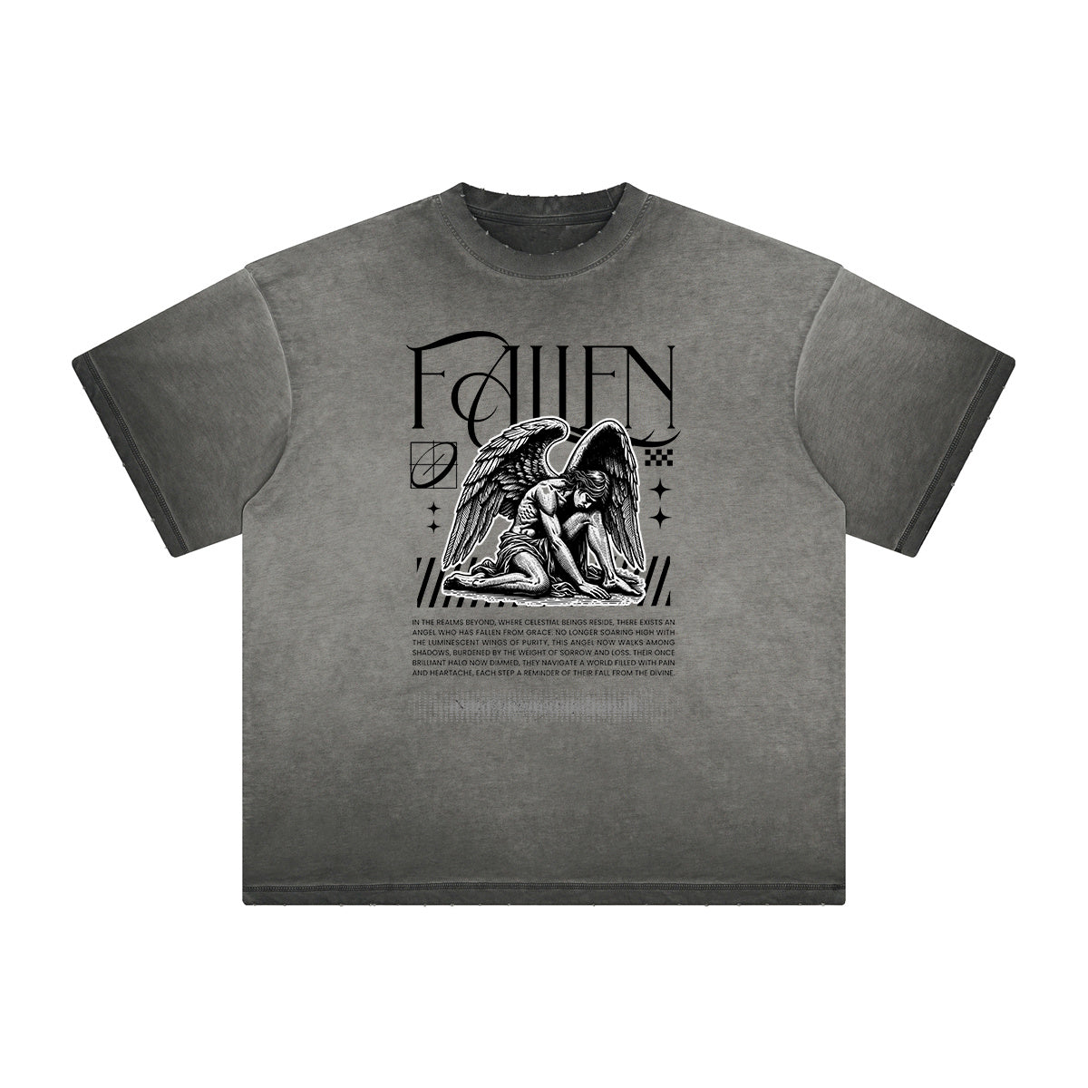 Distressed Celestial & Angel Graphic Tee-INNBLAC Fashion Apparel