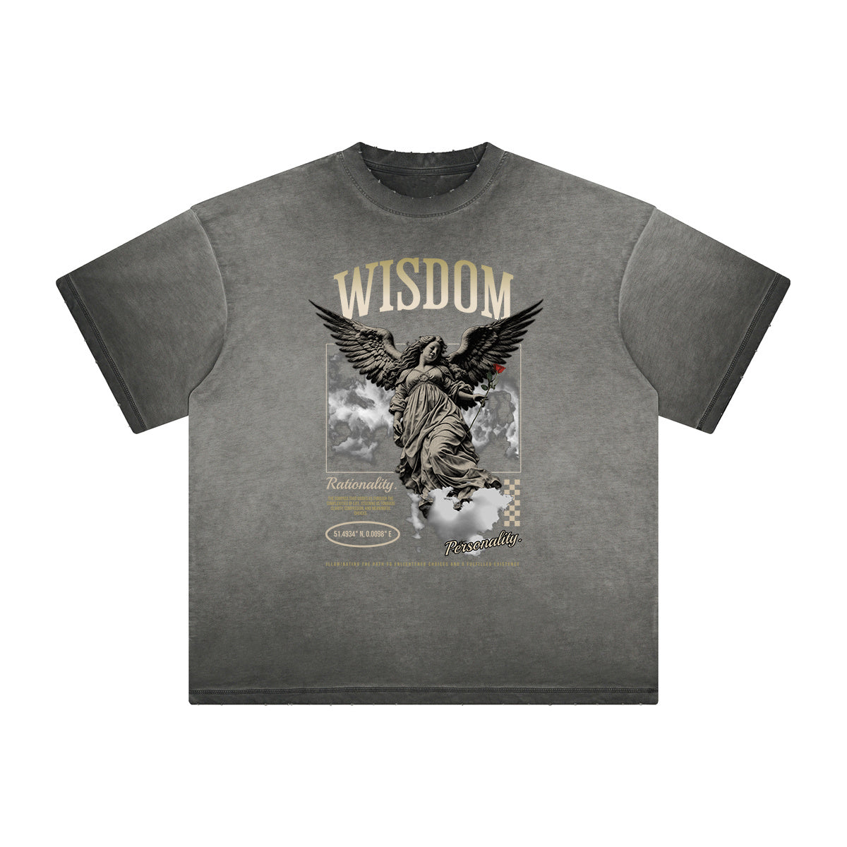 Distressed Celestial & Angel Graphic Tee-INNBLAC Fashion Apparel