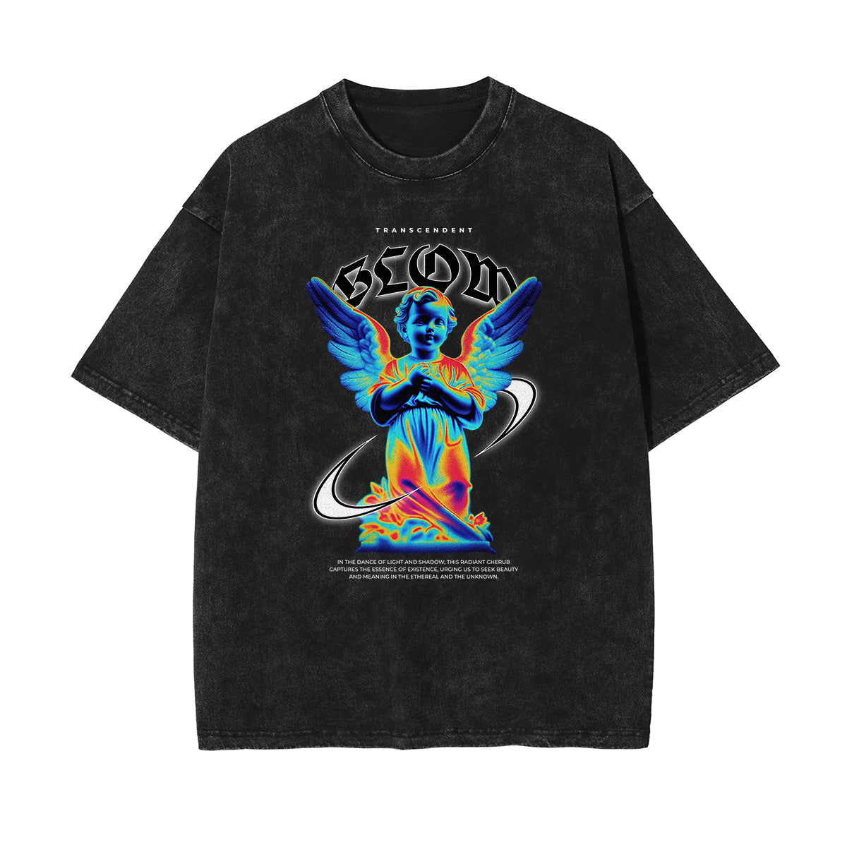Vintage Wash Angel Graphic Tee-INNBLAC Fashion Apparel