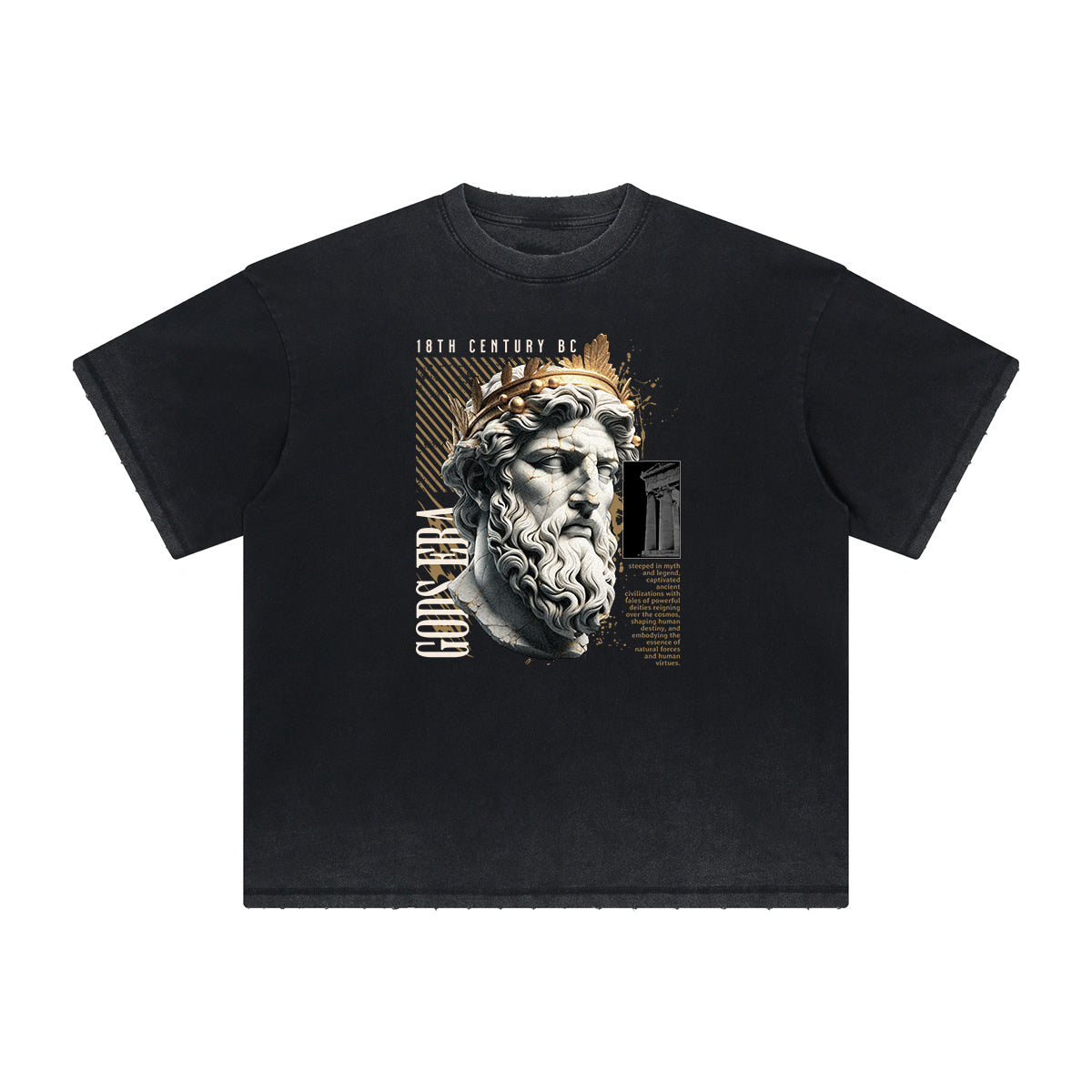 Washed Faded Thick Angel Pattern Tee-INNBLAC Fashion Apparel