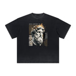 Washed Faded Thick Angel Pattern Tee-INNBLAC Fashion Apparel