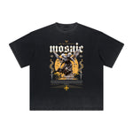 Washed Faded Thick Angel Pattern Tee-INNBLAC Fashion Apparel