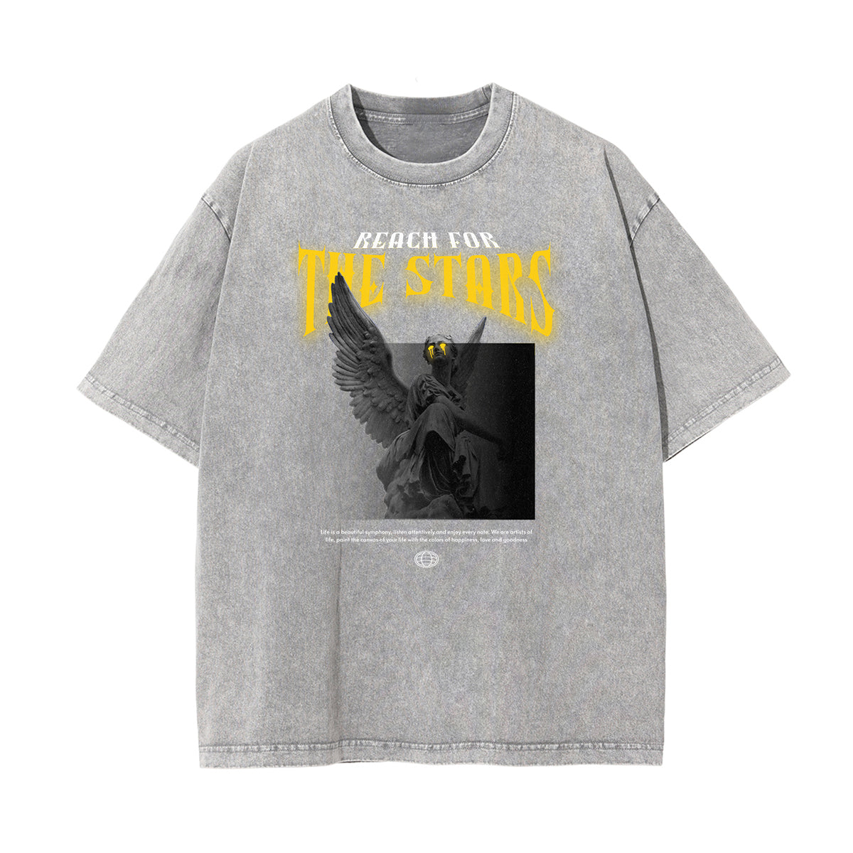 Vintage Wash Angel Pattern Tee-INNBLAC Fashion Apparel