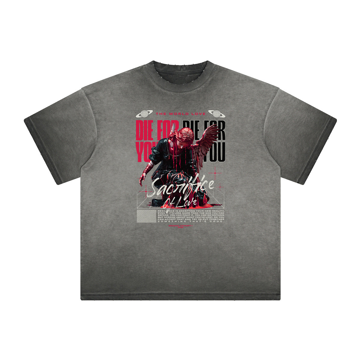 Vintage Frayed Angel Graphic Tee-INNBLAC Fashion Apparel