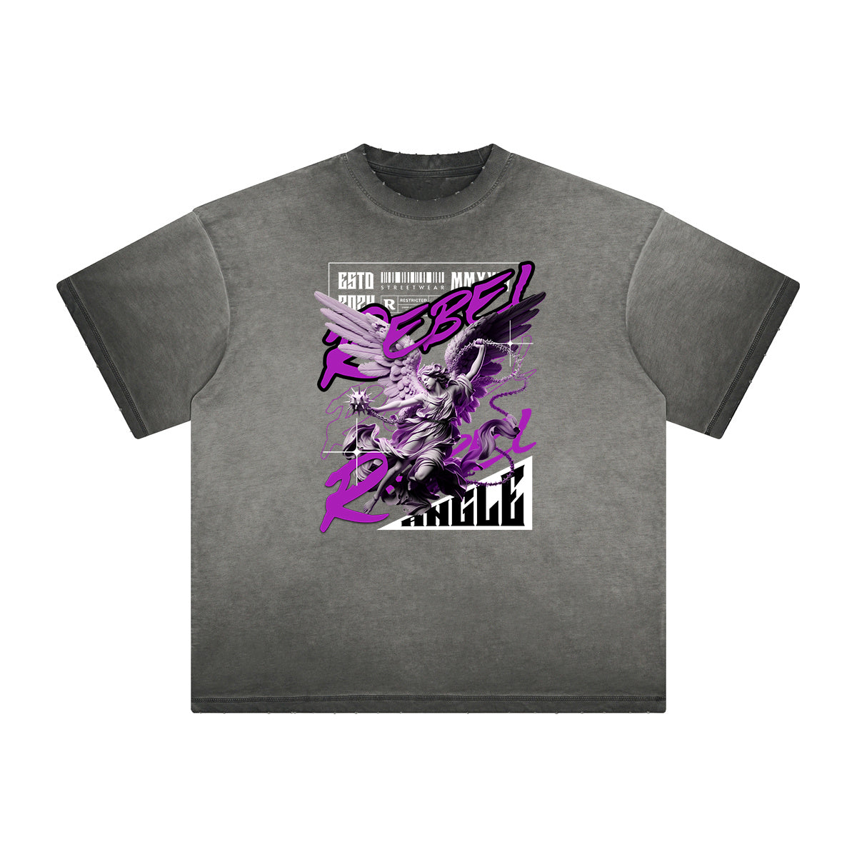 Vintage Frayed Angel Graphic Tee-INNBLAC Fashion Apparel