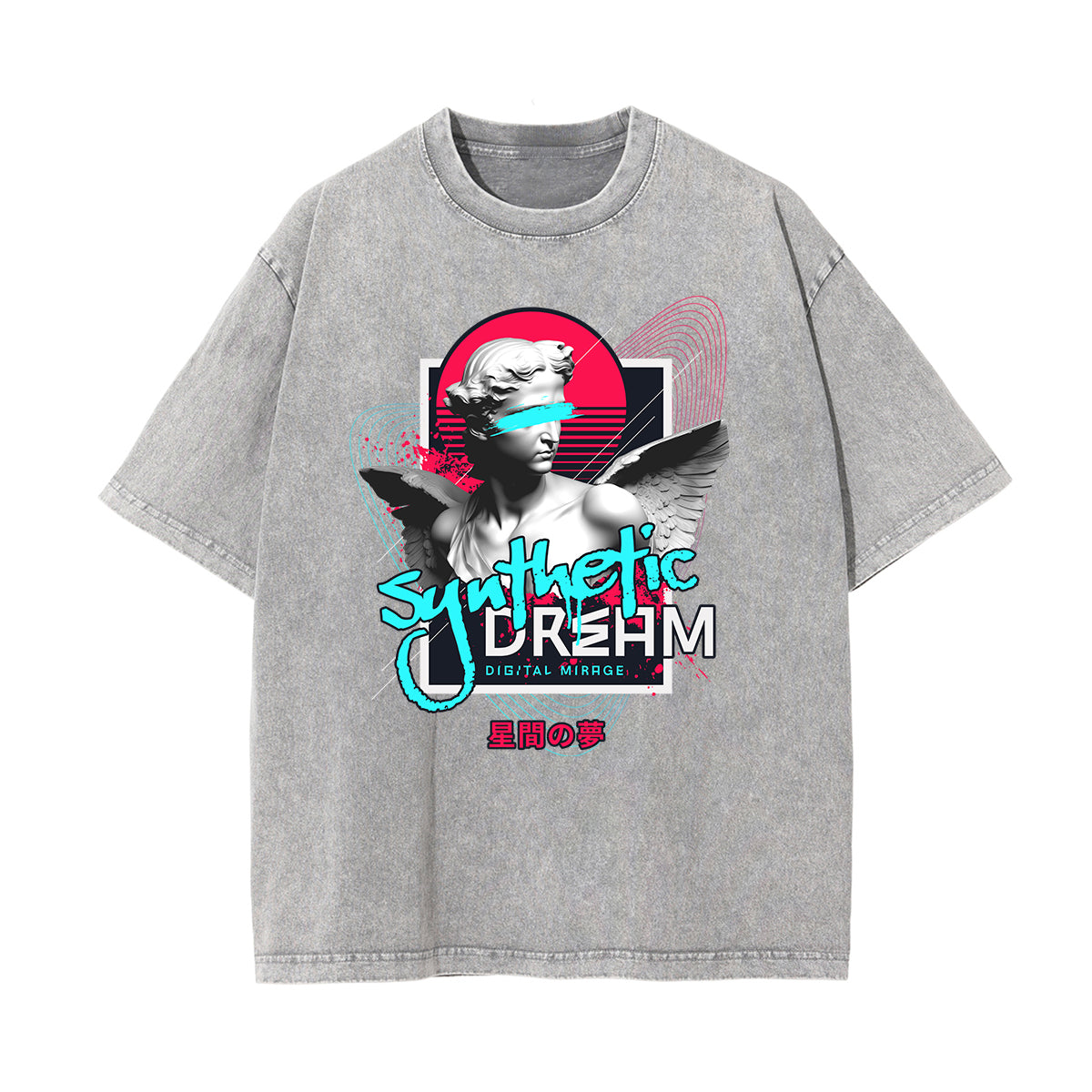 Vintage Wash Angel Pattern Tee-INNBLAC Fashion Apparel