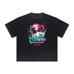 Washed Faded Thick Angel Pattern Tee-INNBLAC Fashion Apparel