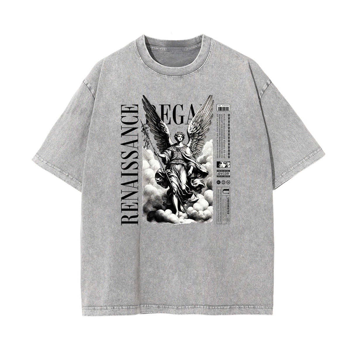 Vintage Wash Angel Pattern Tee-INNBLAC Fashion Apparel