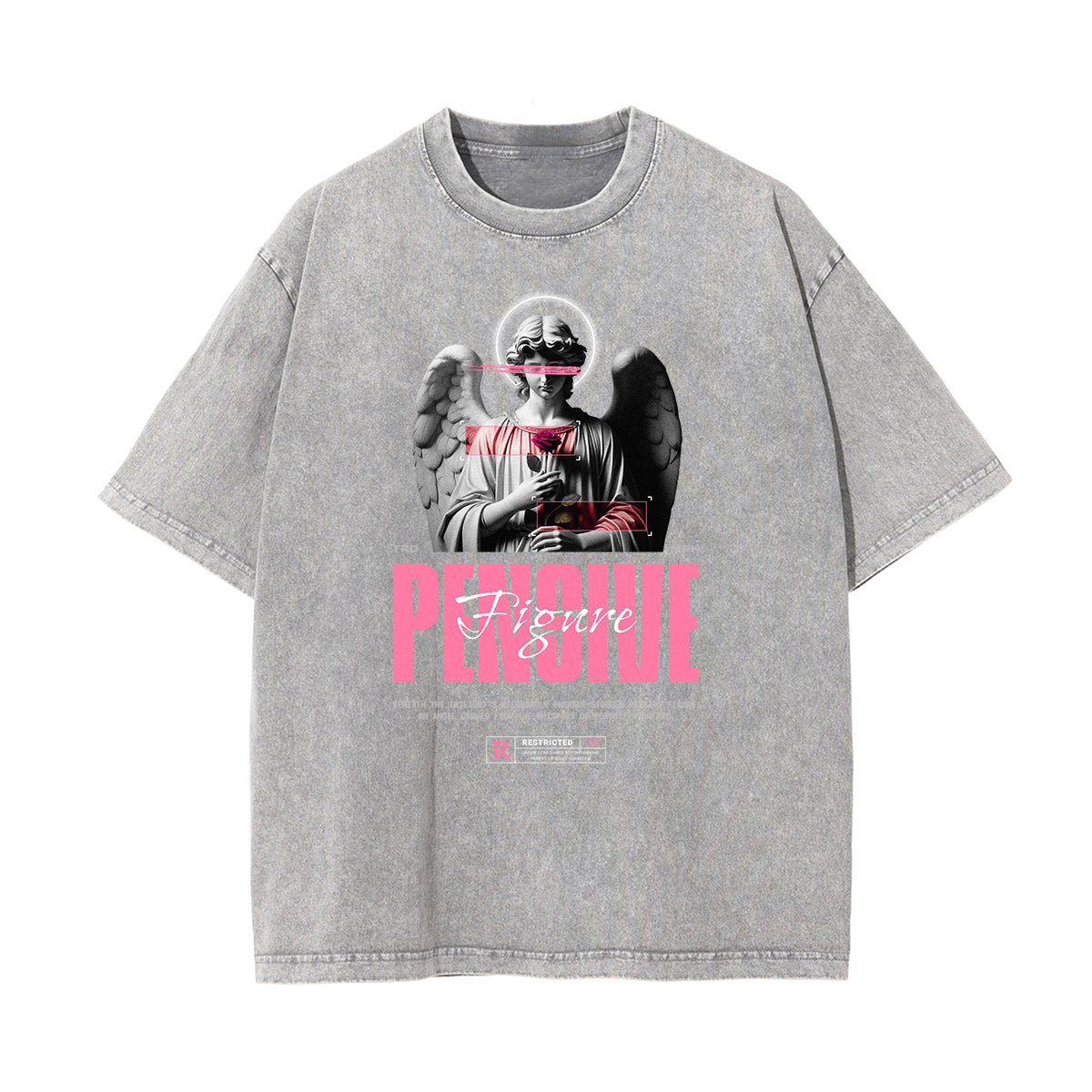 Vintage Wash Angel Pattern Tee-INNBLAC Fashion Apparel