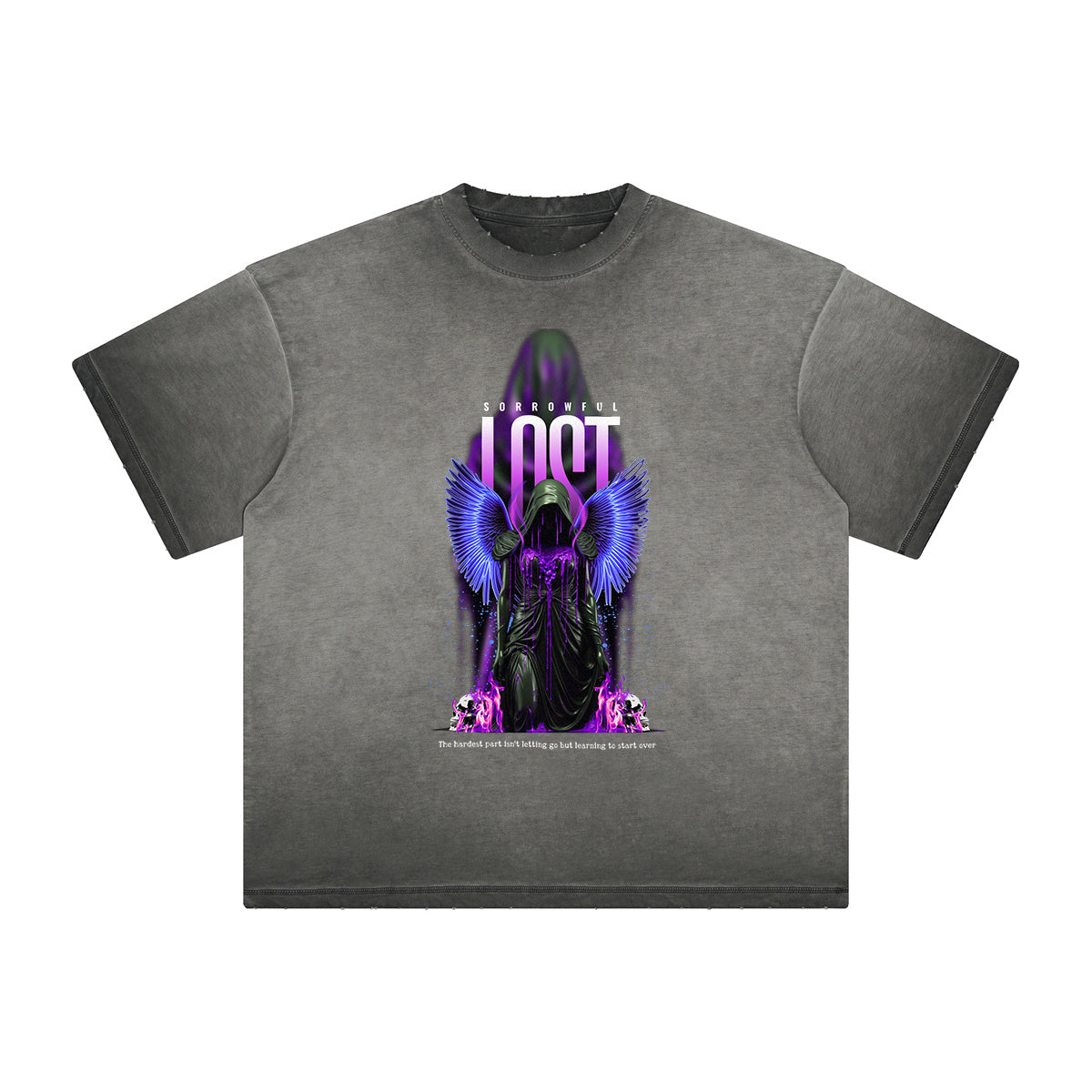 Vintage Frayed Angel Graphic Tee-INNBLAC Fashion Apparel