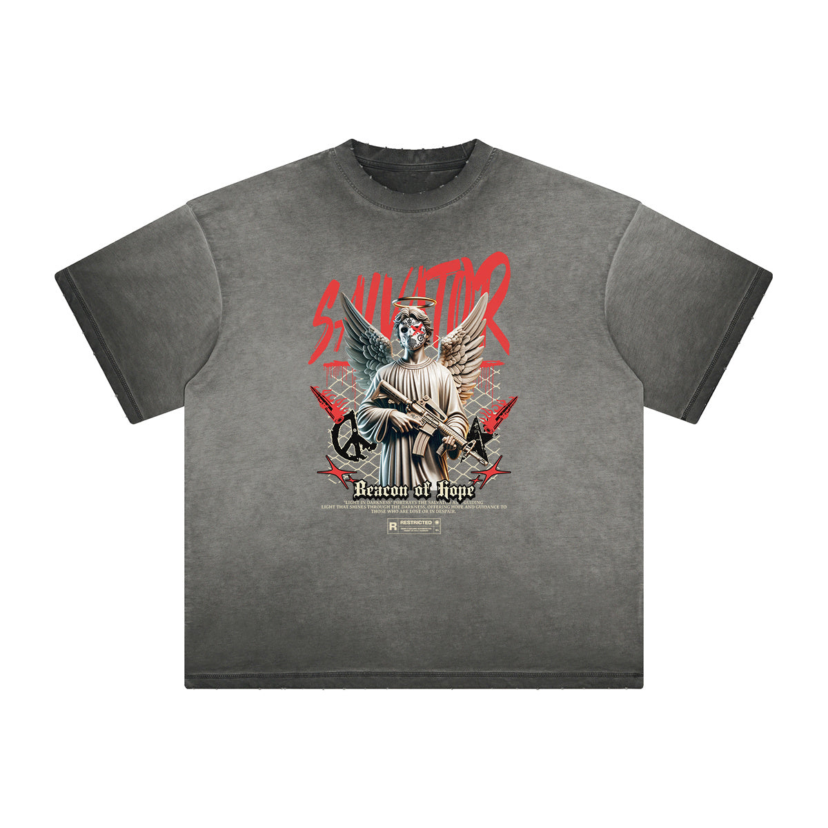 Vintage Frayed Angel Graphic Tee-INNBLAC Fashion Apparel