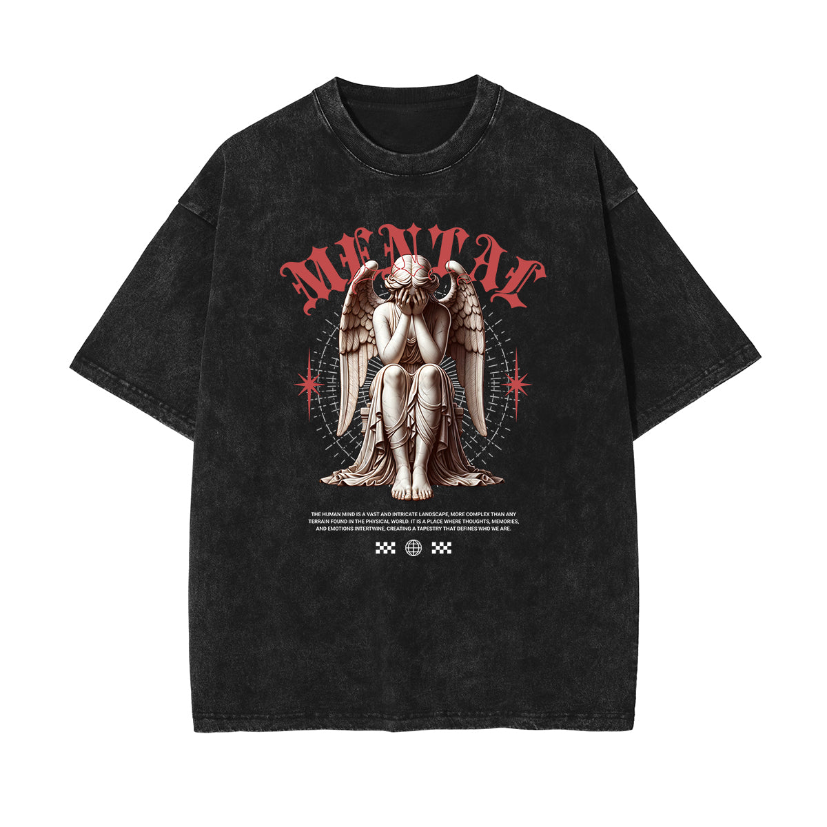 Washed Angel Statue Graphic T Shirt-INNBLAC Fashion Apparel