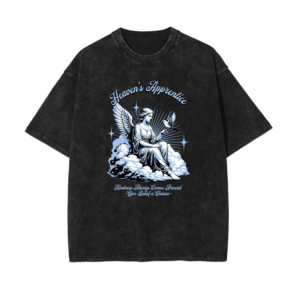 Washed Angel Statue Graphic T Shirt-INNBLAC Fashion Apparel