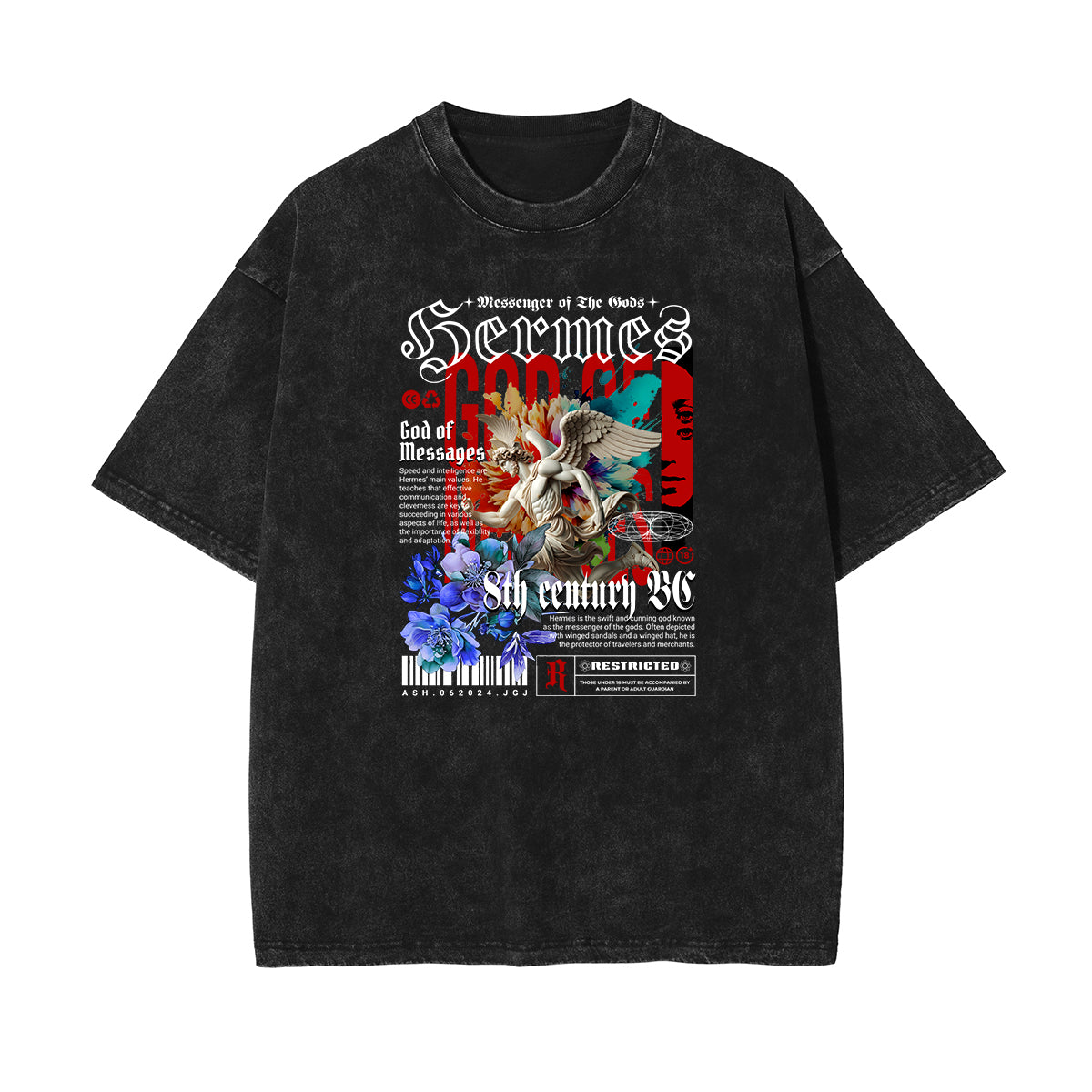Washed Angel Statue Graphic T Shirt-INNBLAC Fashion Apparel