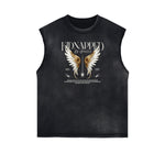 Faded Frayed Angel Statue Graphic Tank-INNBLAC Fashion Apparel
