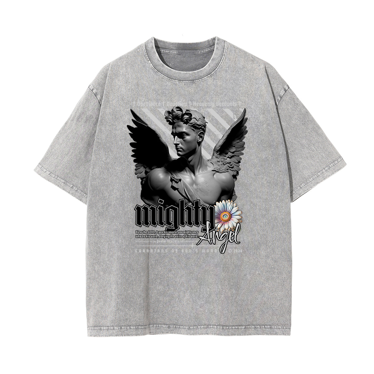 Crew Neck Angel Statue Graphic Tee-INNBLAC Fashion Apparel