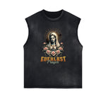 Faded Frayed Angel Statue Graphic Tank-INNBLAC Fashion Apparel