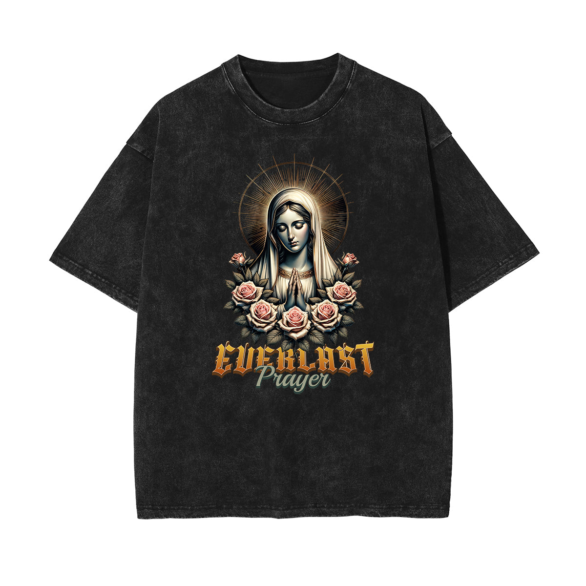 Washed Angel Statue Graphic T Shirt-INNBLAC Fashion Apparel
