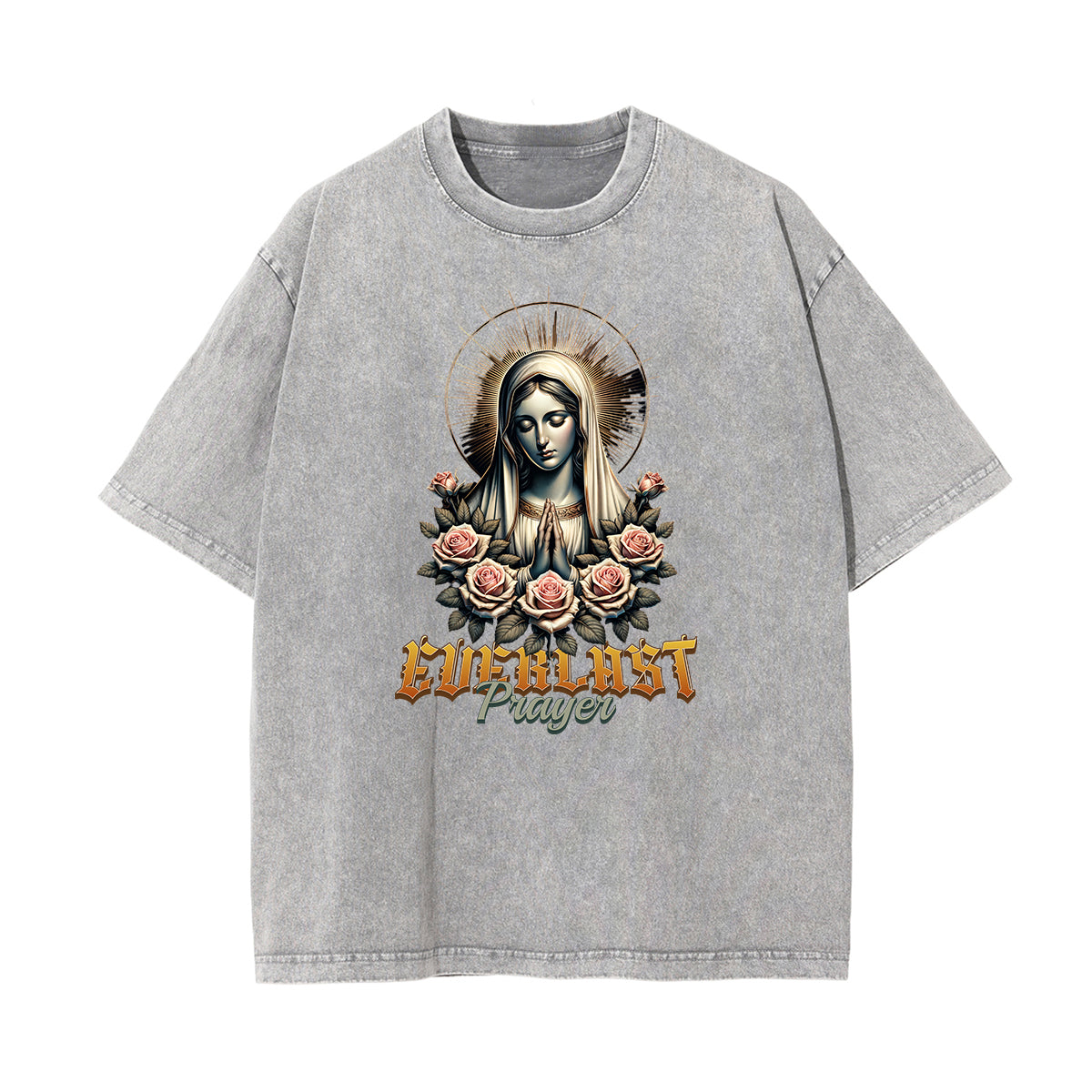 Crew Neck Angel Statue Graphic Tee-INNBLAC Fashion Apparel
