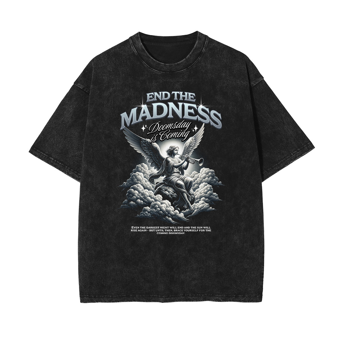 Washed Angel Statue Graphic T Shirt-INNBLAC Fashion Apparel