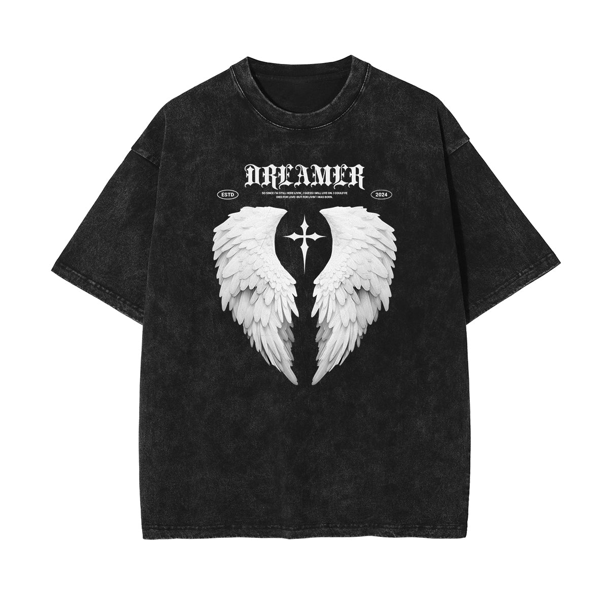 Washed Angel Statue Graphic T Shirt-INNBLAC Fashion Apparel