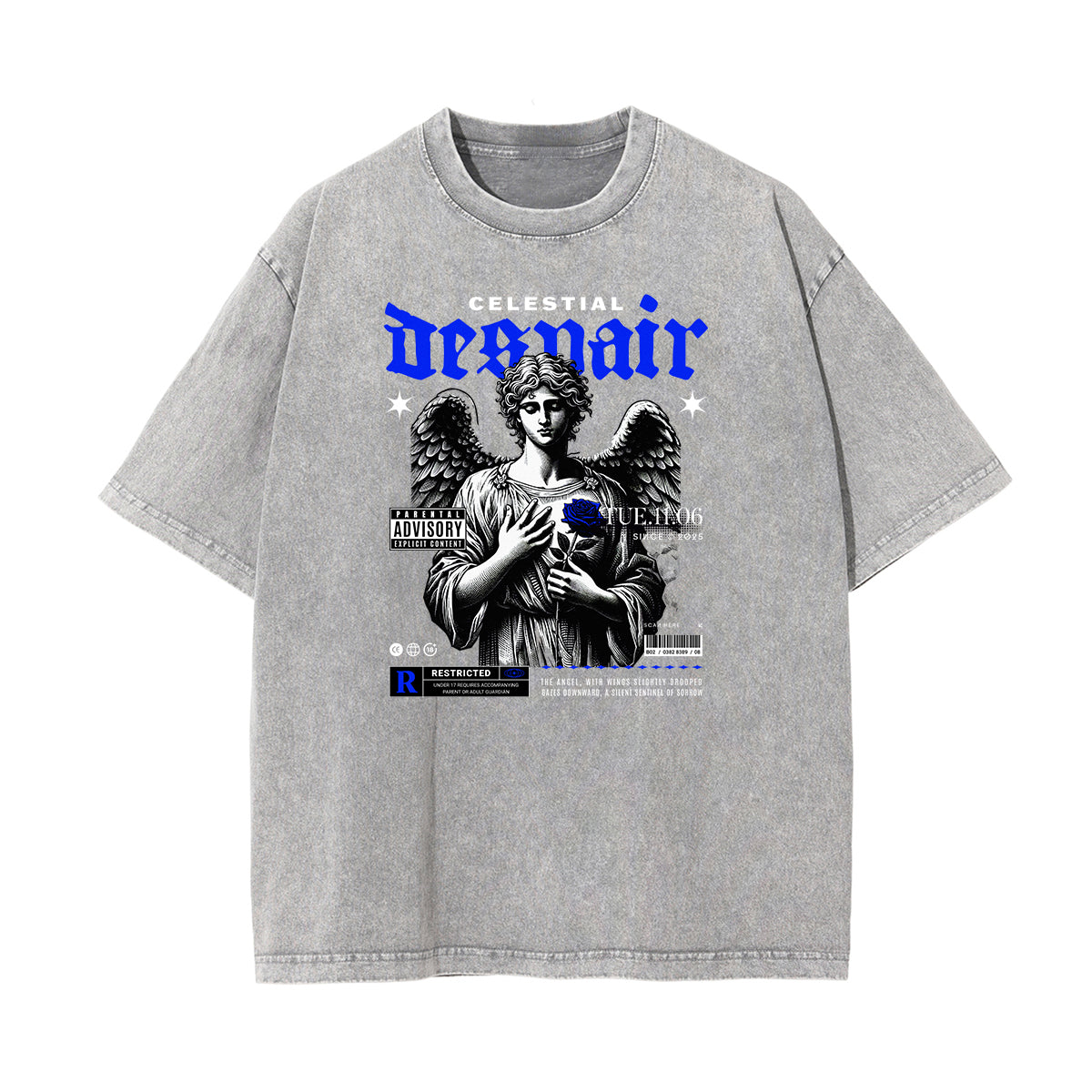 Faded Angel Streetwear Pattern Tee-INNBLAC Fashion Apparel