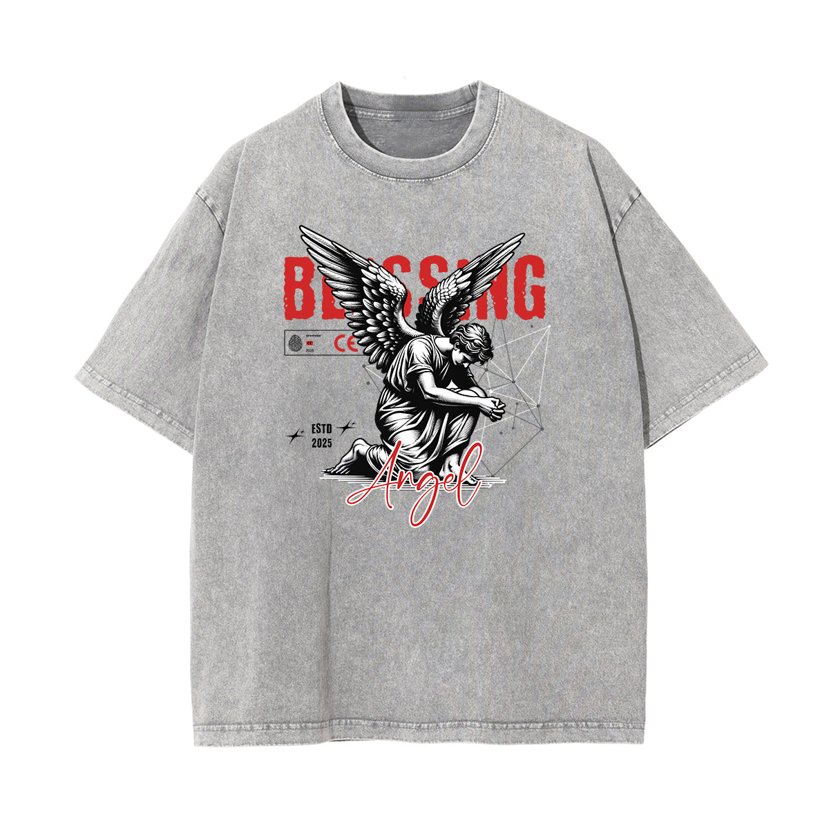 Faded Angel Streetwear Pattern Tee-INNBLAC Fashion Apparel