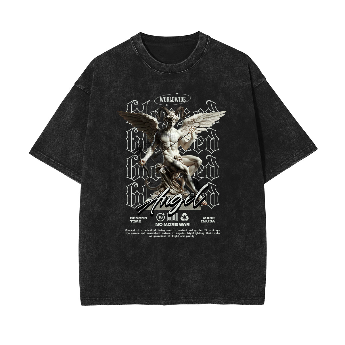 Washed Angel Streetwear Graphic Tee-INNBLAC Fashion Apparel