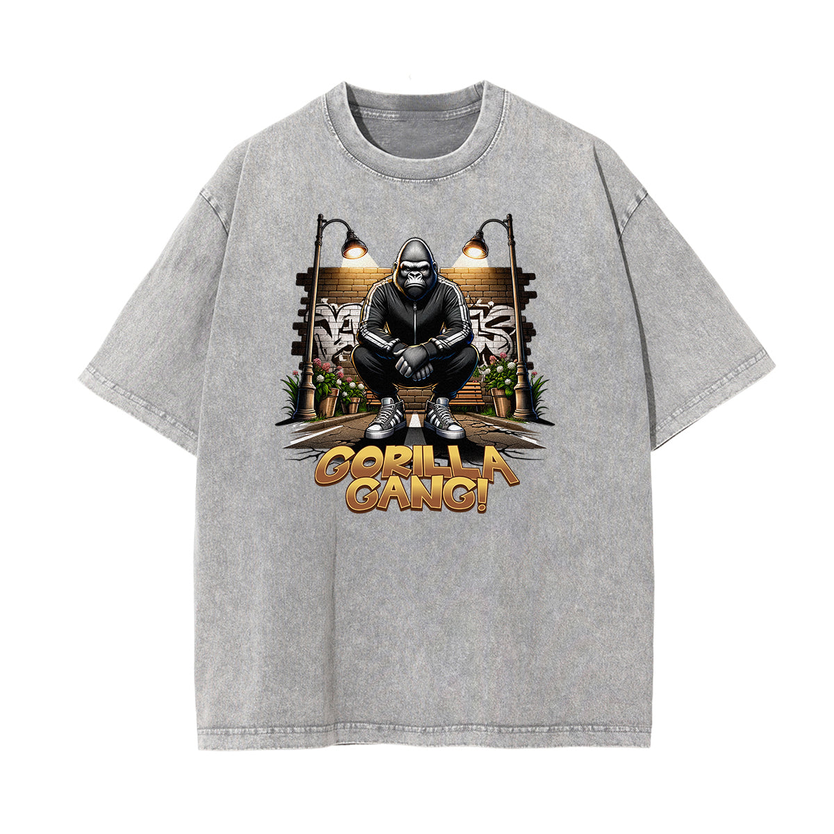 Vintage Faded Gangsta Pattern Tee-INNBLAC Fashion Apparel