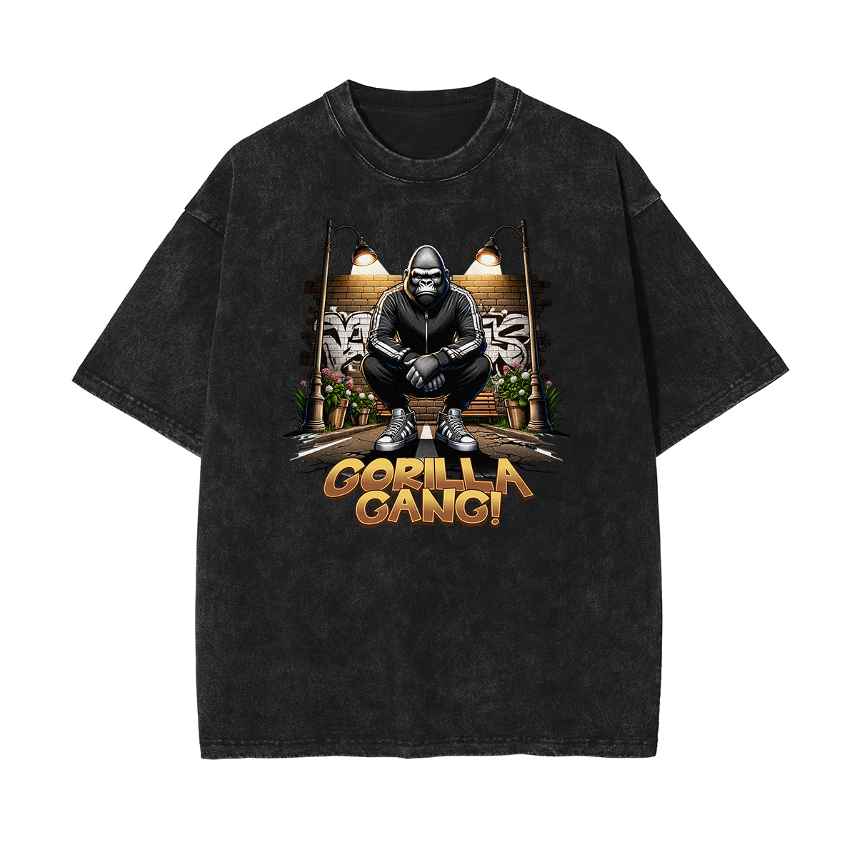 Washed Gangsta Streetwear Pattern Tee-INNBLAC Fashion Apparel