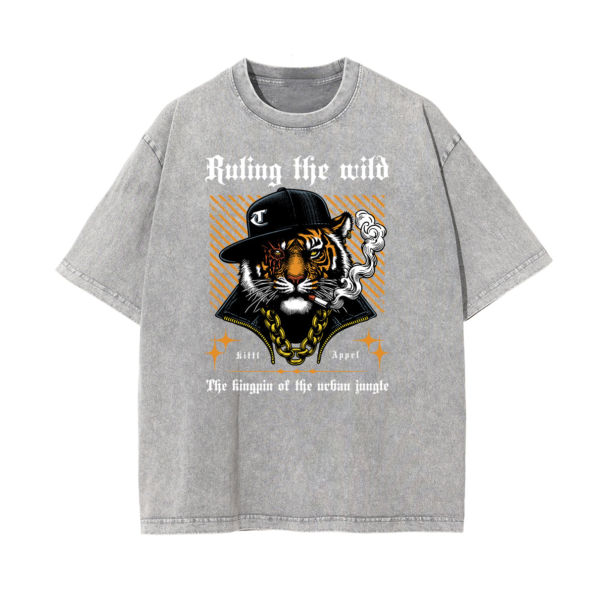 Vintage Faded Gangsta Pattern Tee-INNBLAC Fashion Apparel