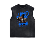 Sleeveless Frayed Edge Gangsta Pattern Tee-INNBLAC Fashion Apparel
