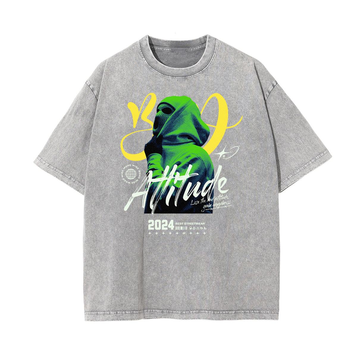Vintage Faded Gangsta Pattern Tee-INNBLAC Fashion Apparel