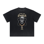 Heavyweight Faded Gangsta Pattern Tee-INNBLAC Fashion Apparel